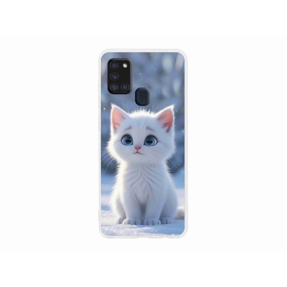 Gélový kryt mmCase na Samsung Galaxy A21s - biele mačiatko 3