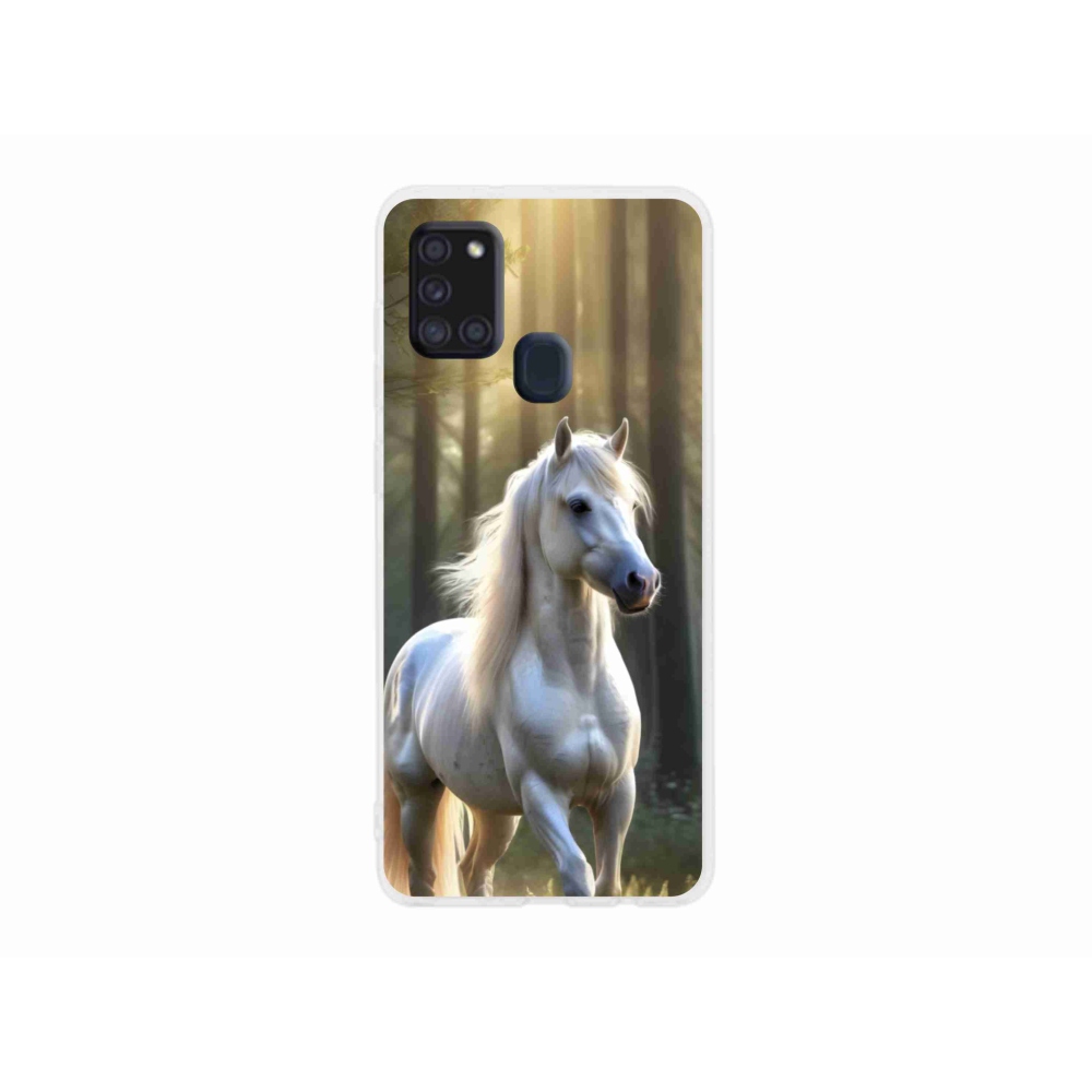 Gélový kryt mmCase na Samsung Galaxy A21s - biely kôň 3