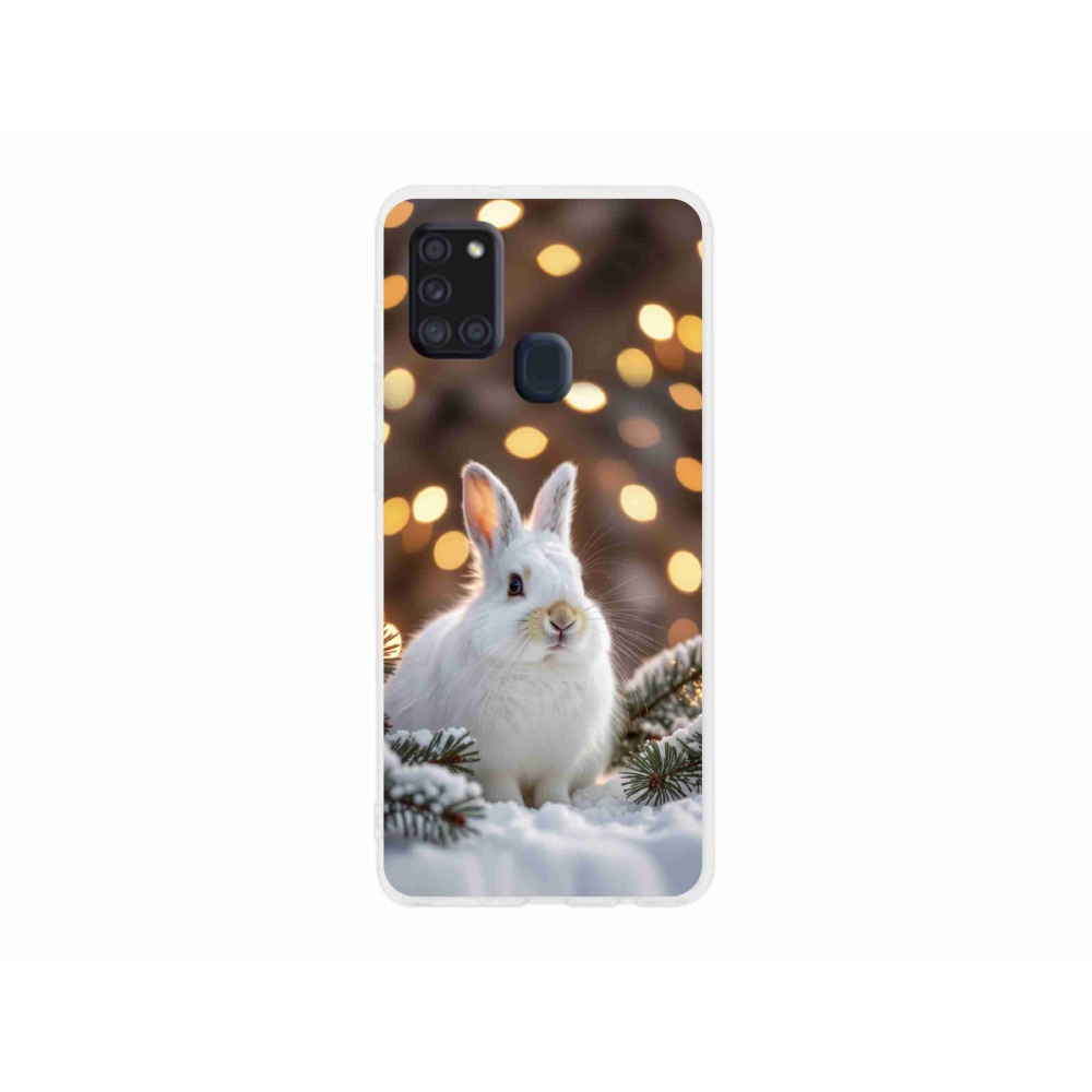 Gélový kryt mmCase na Samsung Galaxy A21s - biely zajac