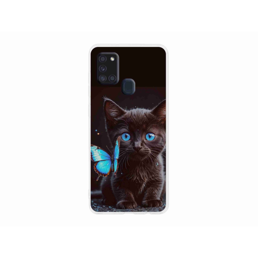 Gélový kryt mmCase na Samsung Galaxy A21s - čierne mačiatko 3