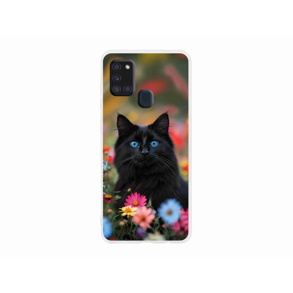 Gélový kryt mmCase na Samsung Galaxy A21s - čierne mačiatko 4