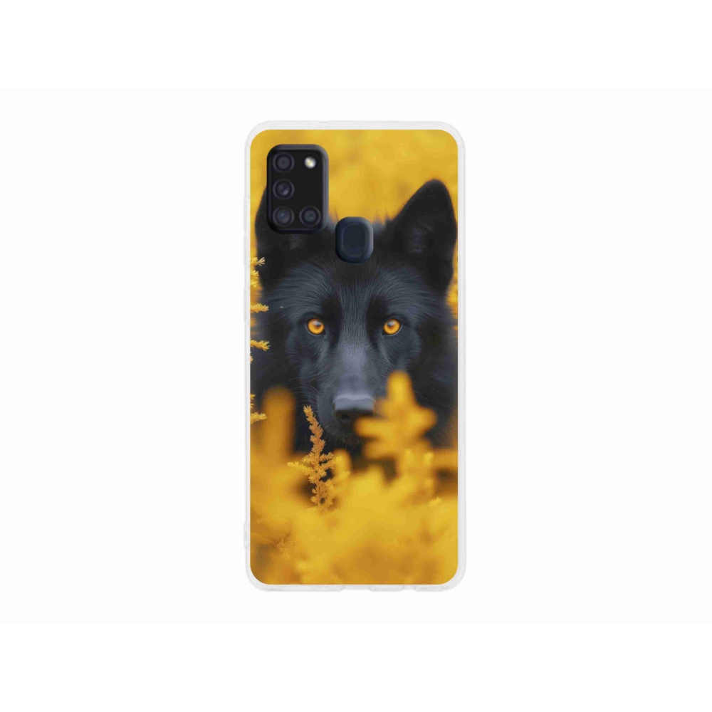 Gélový kryt mmCase na Samsung Galaxy A21s - čierny vlk 2