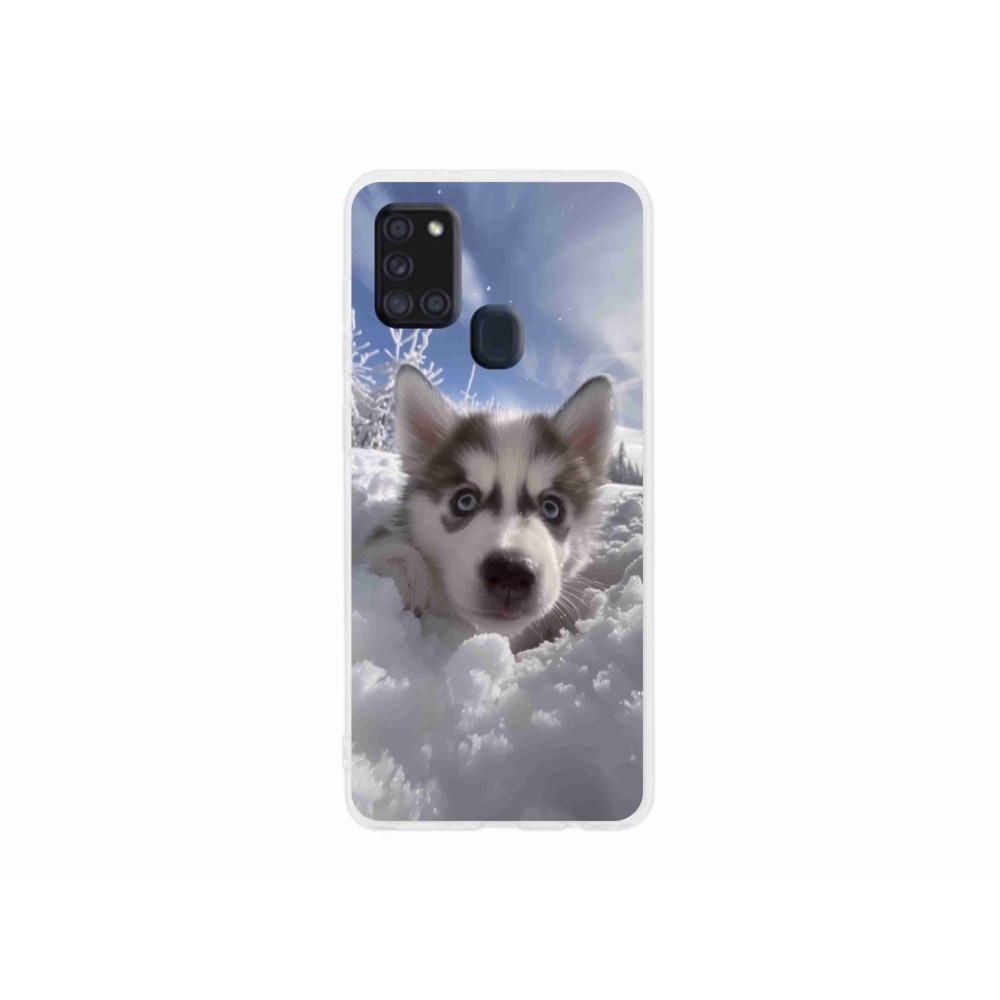 Gélový kryt mmCase na Samsung Galaxy A21s - husky v snehu