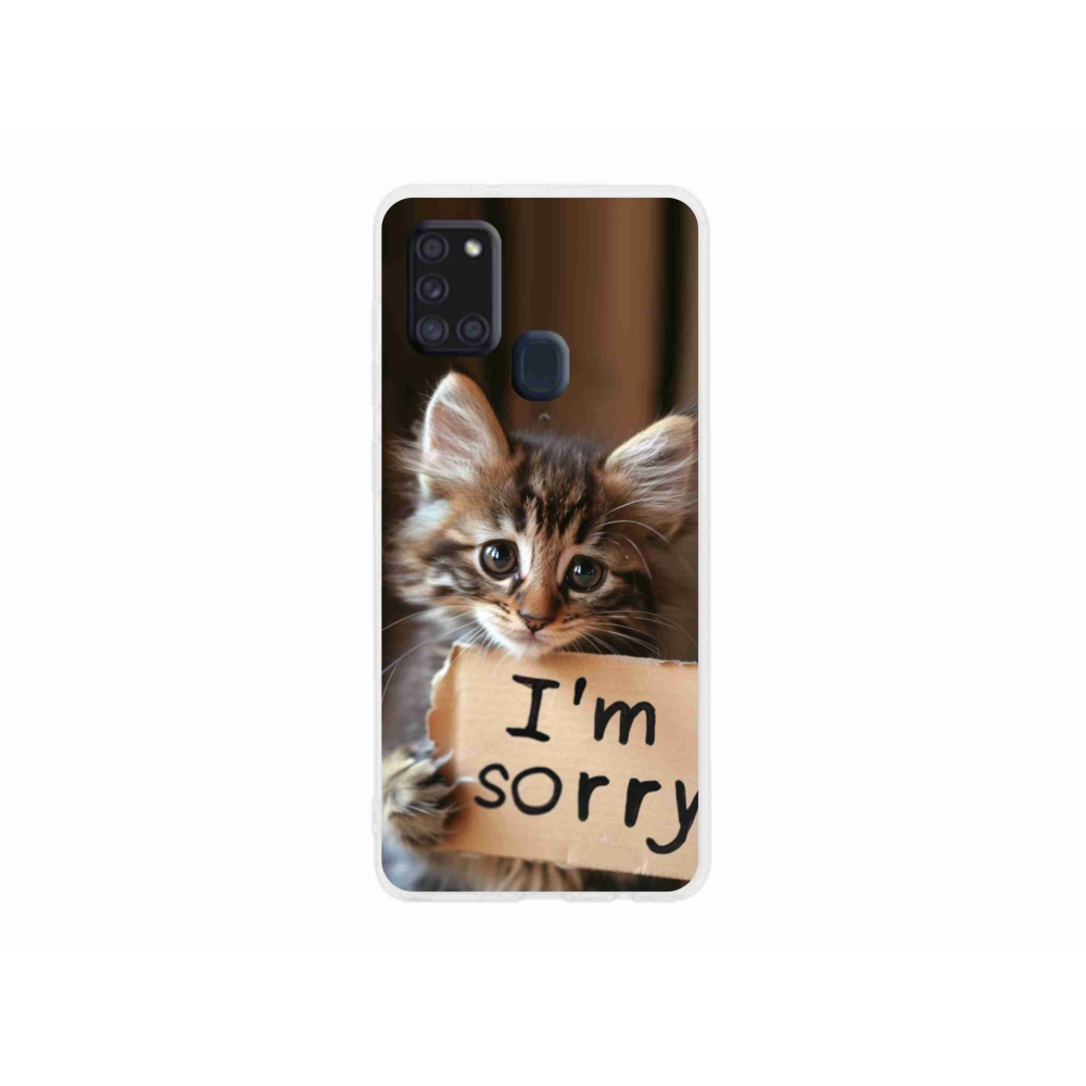 Gélový kryt mmCase na Samsung Galaxy A21s - mačacie ospravedlnenie