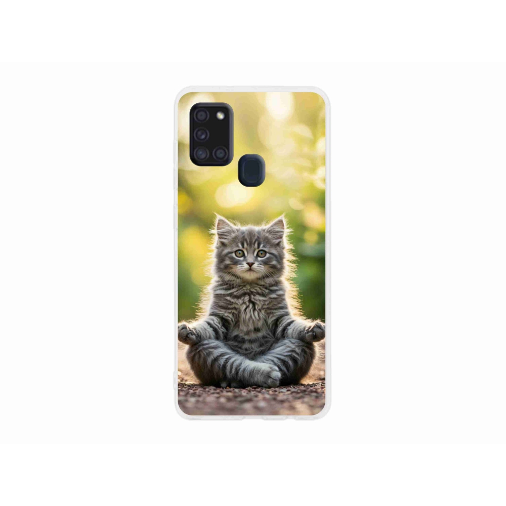 Gélový kryt mmCase na Samsung Galaxy A21s - meditujúce mačiatko