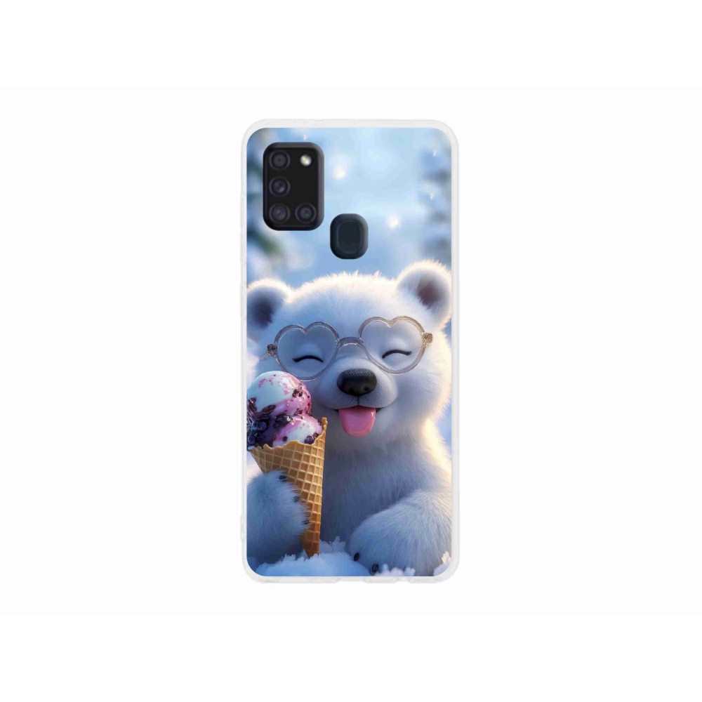 Gélový kryt mmCase na Samsung Galaxy A21s - medvedík so zmrzlinou