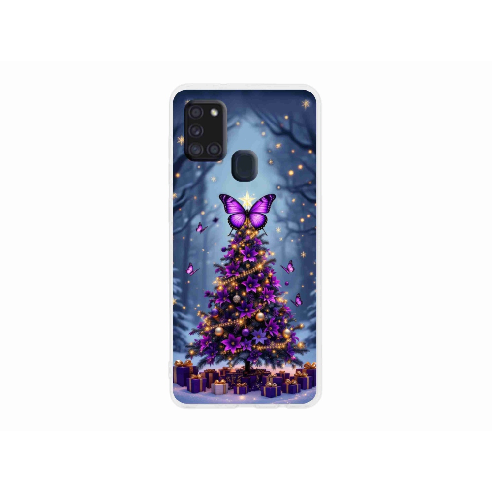 Gélový kryt mmCase na Samsung Galaxy A21s - motýlí vianočný stromček