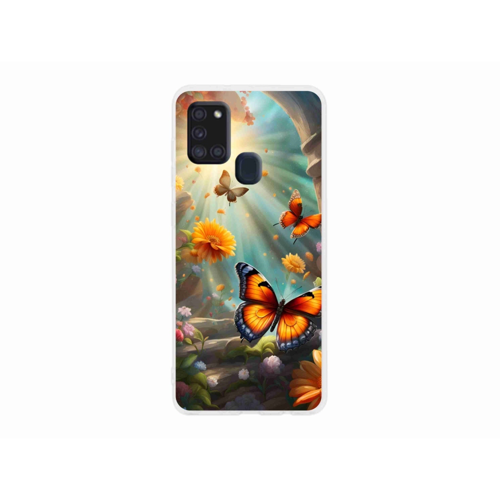 Gélový kryt mmCase na Samsung Galaxy A21s - motýlia záhrada 2
