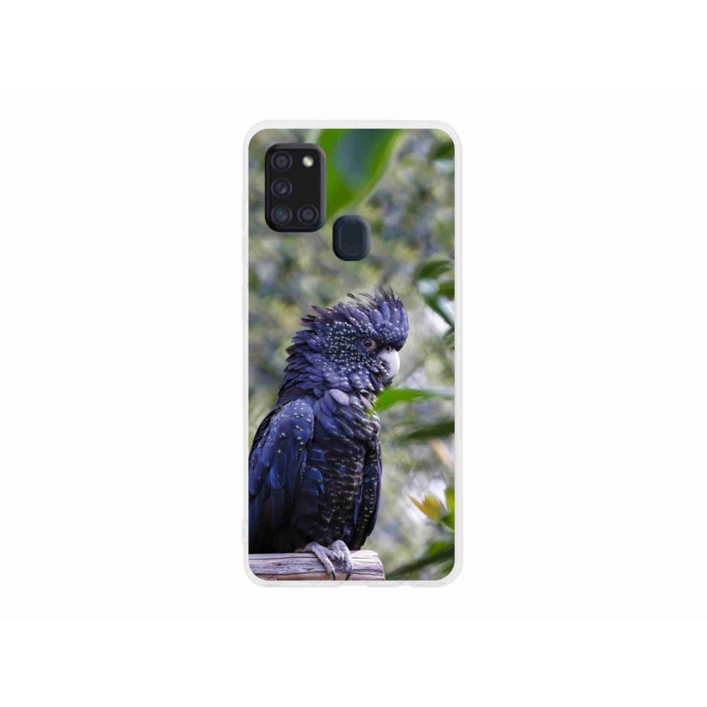 Gélový kryt mmCase na Samsung Galaxy A21s - papagáj kakadu čierny