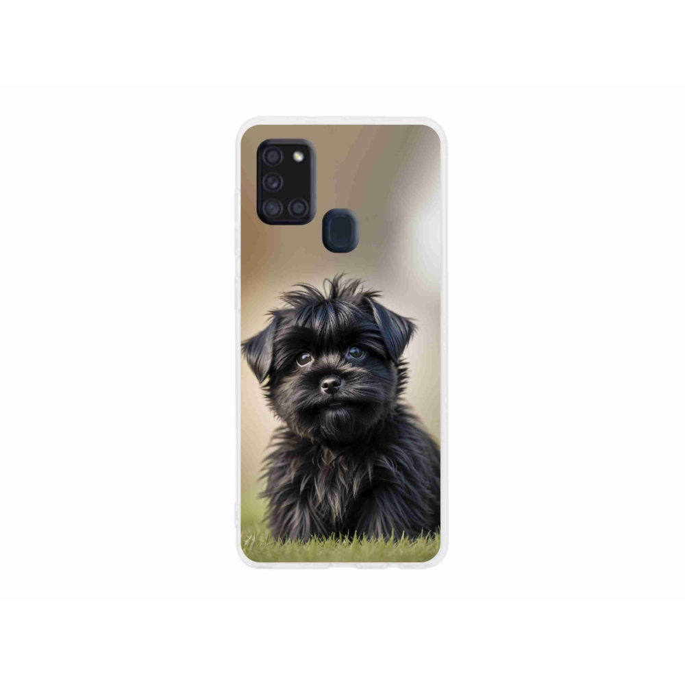 Gélový kryt mmCase na Samsung Galaxy A21s - roztomilý čierny psík