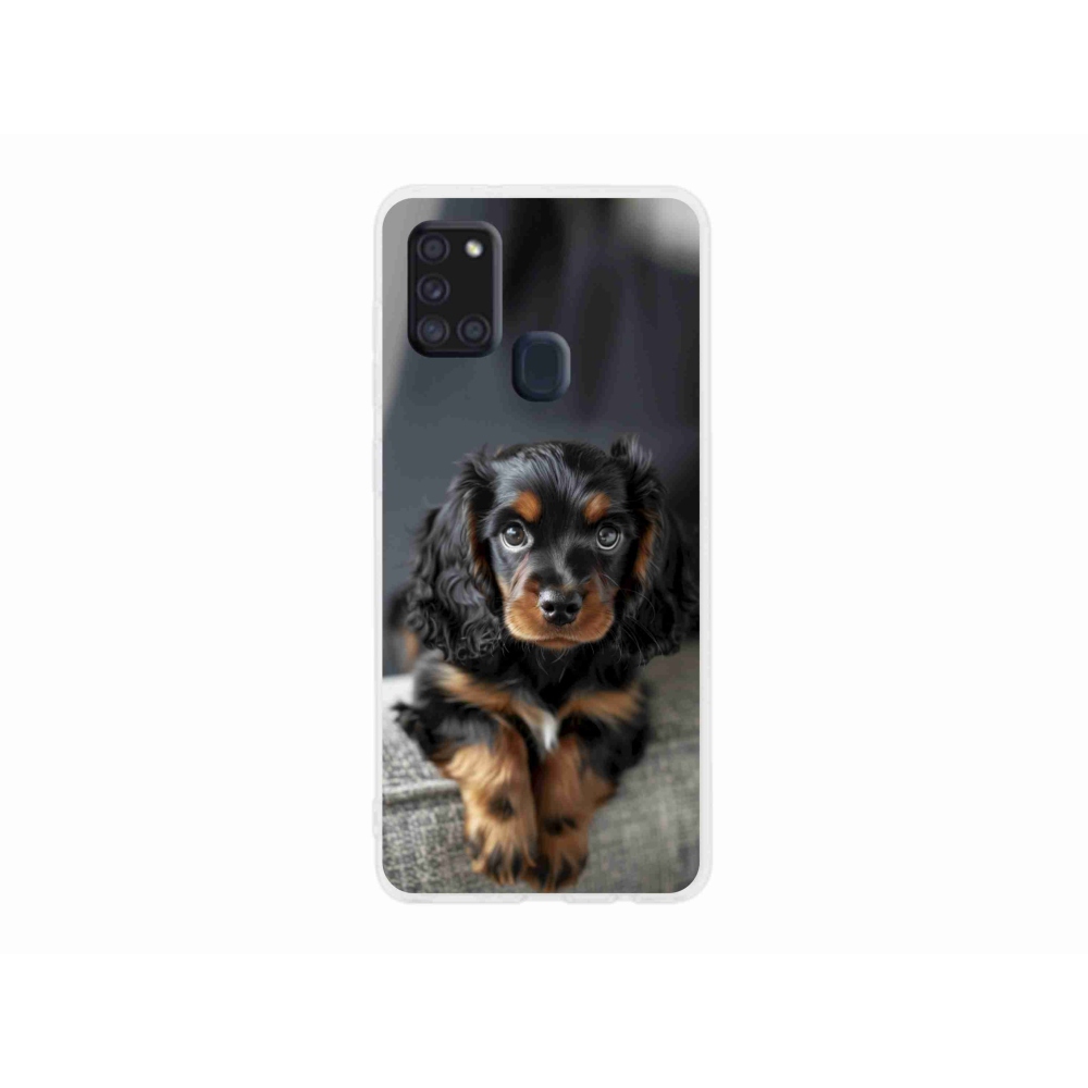 Gélový kryt mmCase na Samsung Galaxy A21s - roztomilý dlhosrstý jazvečík