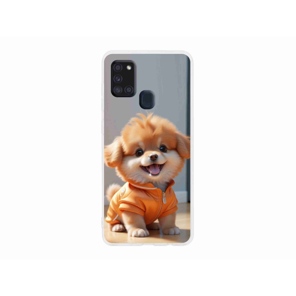 Gélový kryt mmCase na Samsung Galaxy A21s - roztomilý pomeranian v mikine