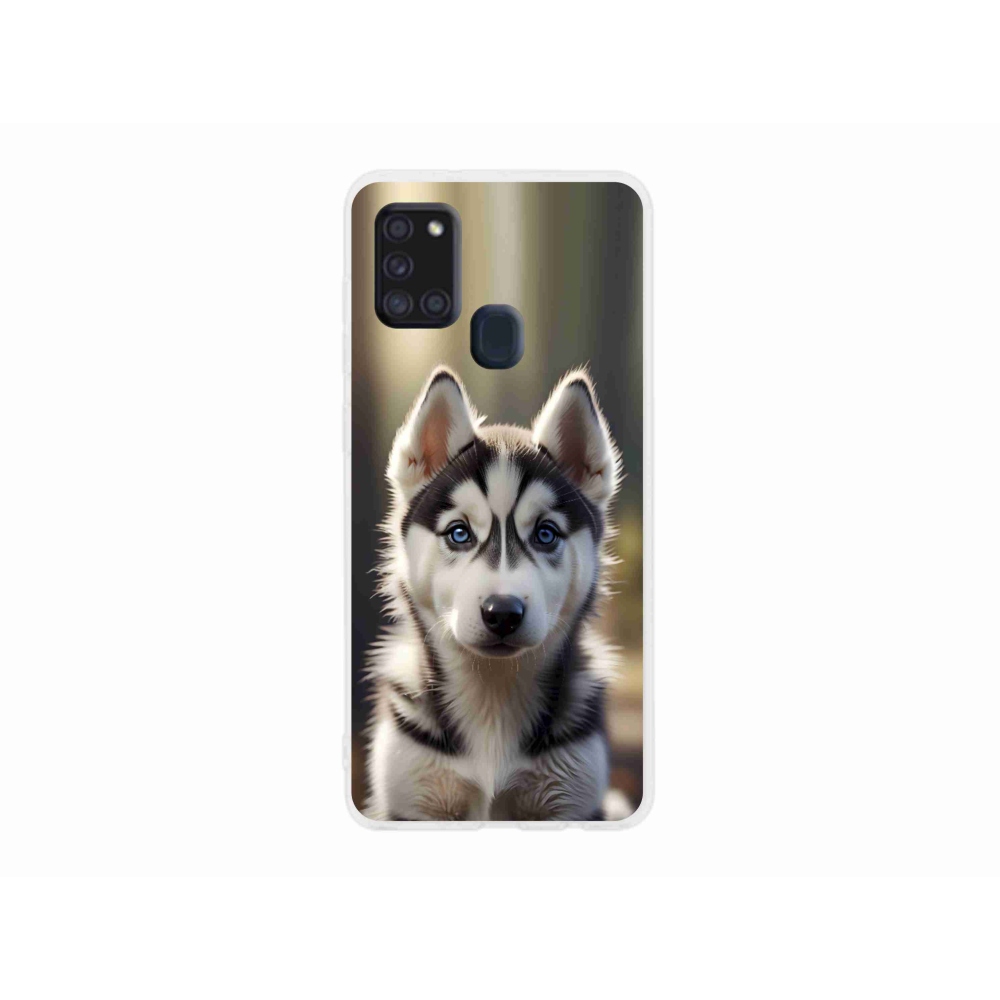 Gélový kryt mmCase na Samsung Galaxy A21s - roztomilý sibírsky husky
