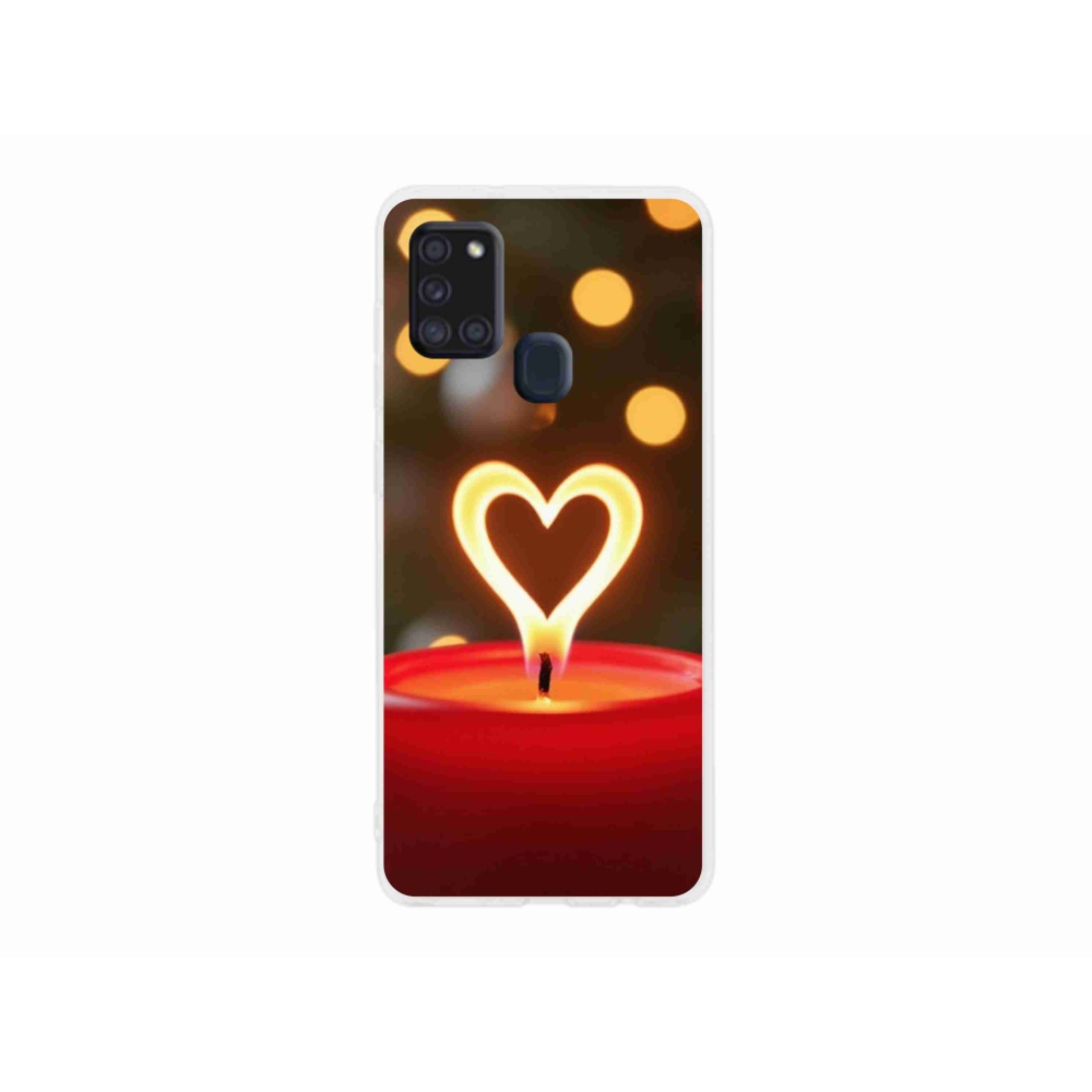 Gélový kryt mmCase na Samsung Galaxy A21s - srdce z plameňa