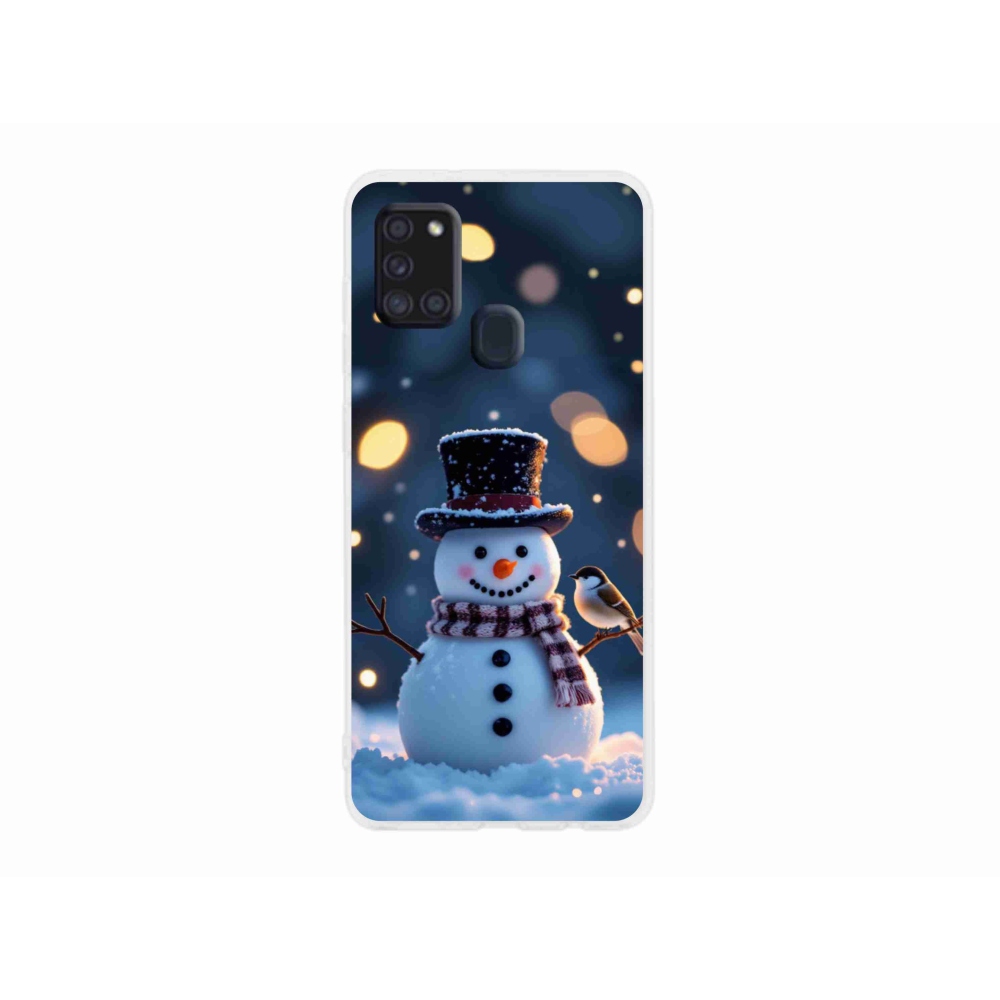 Gélový kryt mmCase na Samsung Galaxy A21s - vianočný snehuliak