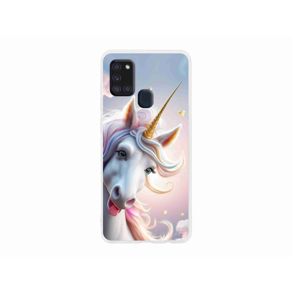 Gélový kryt mmCase na Samsung Galaxy A21s - veselý jednorožec