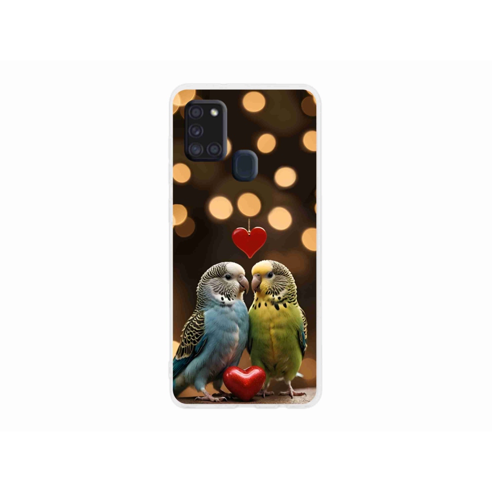 Gélový kryt mmCase na Samsung Galaxy A21s - zamilovaní papagáje