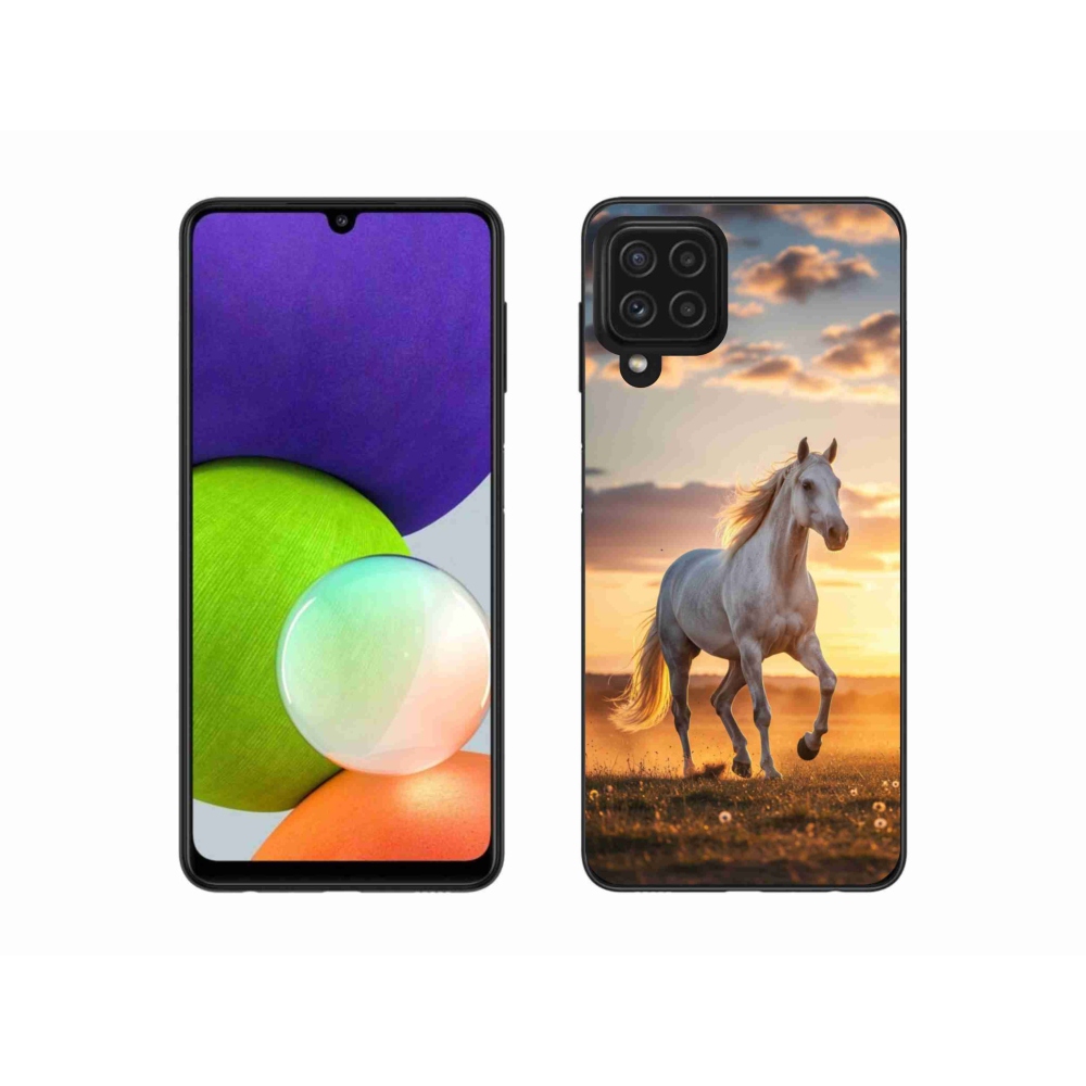 Gélový kryt mmCase na Samsung Galaxy A22 4G - bežiaci biely kôň 2