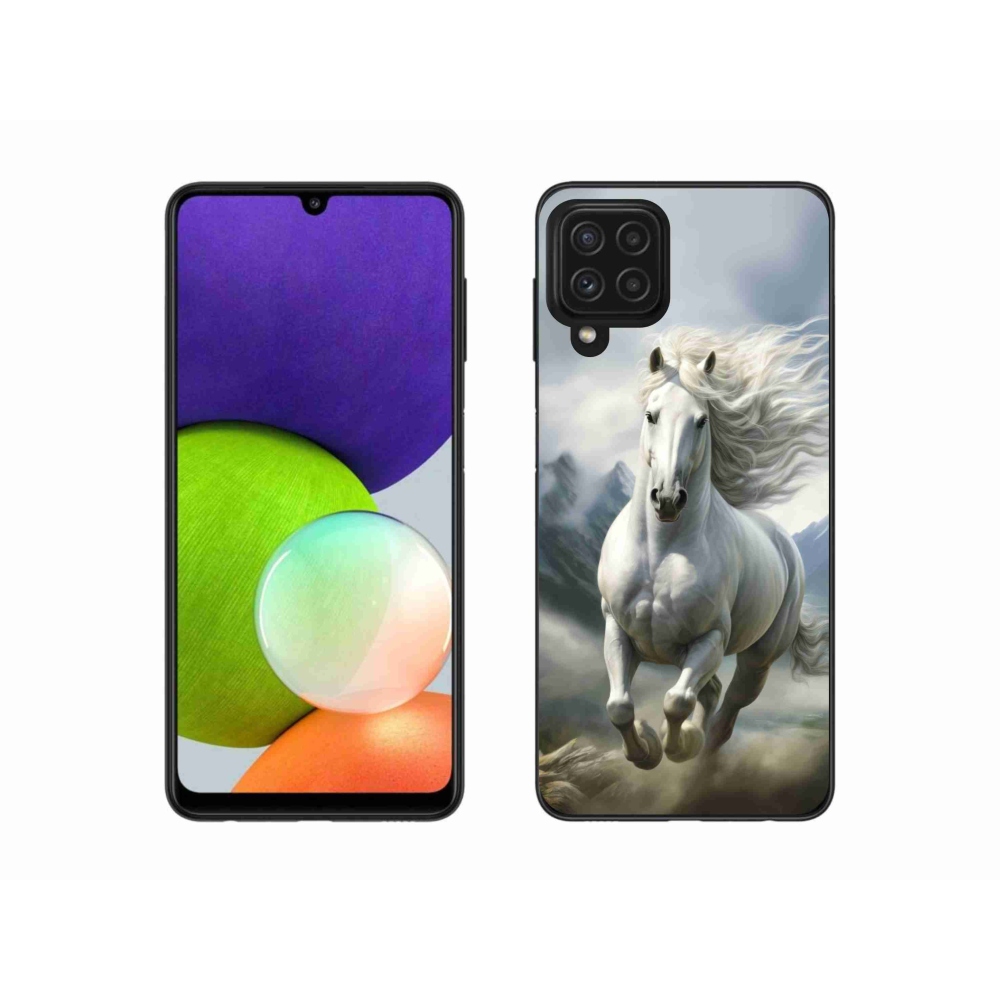 Gélový kryt mmCase na Samsung Galaxy A22 4G - bežiaci biely kôň 3