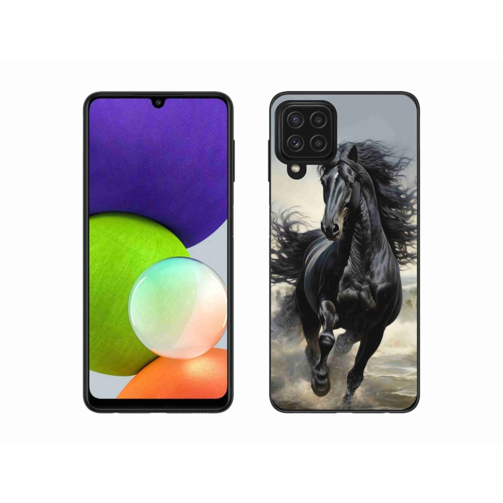 Gélový kryt mmCase na Samsung Galaxy A22 4G - bežiaci čierny kôň