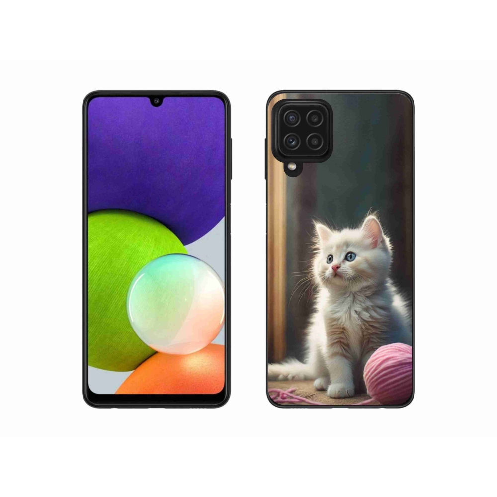 Gélový kryt mmCase na Samsung Galaxy A22 4G - biele mačiatko 2