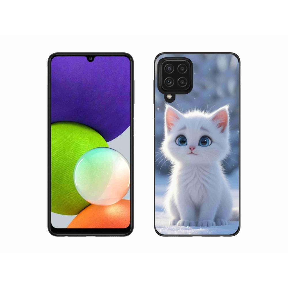 Gélový kryt mmCase na Samsung Galaxy A22 4G - biele mačiatko 3