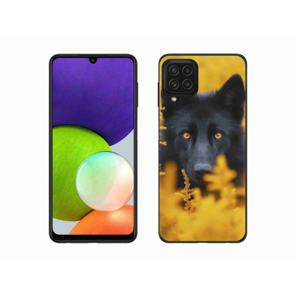 Gélový kryt mmCase na Samsung Galaxy A22 4G - čierny vlk 2