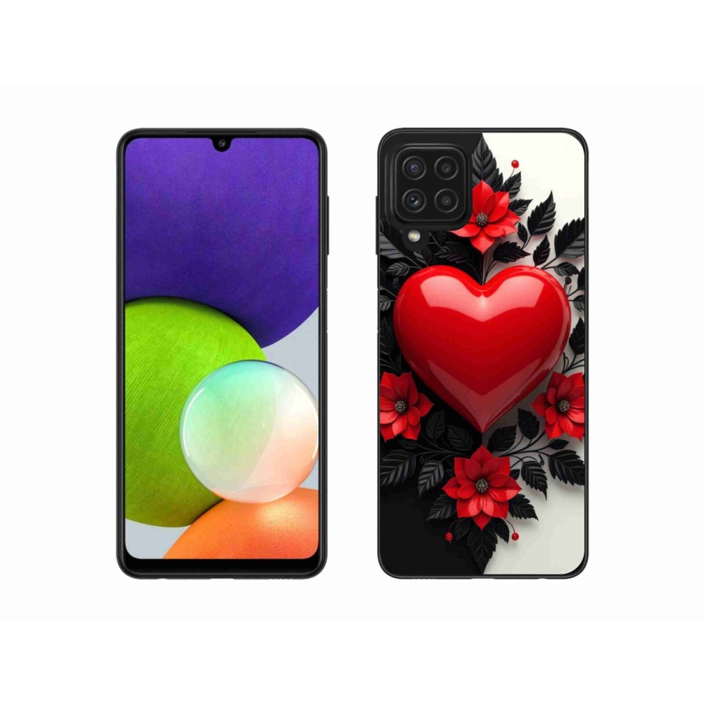 Gélový kryt mmCase na Samsung Galaxy A22 4G - červené srdce