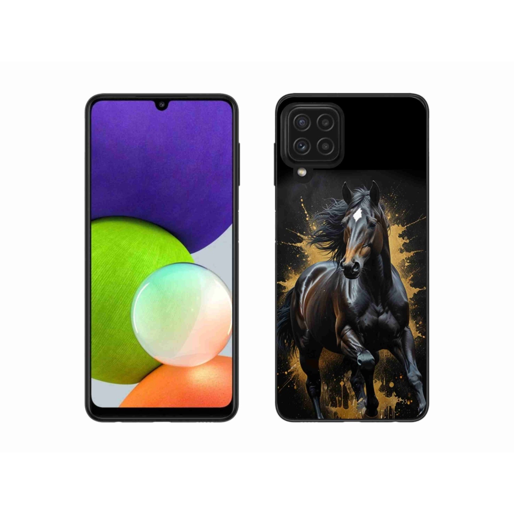 Gélový kryt mmCase na Samsung Galaxy A22 4G - elegantný čierny žrebec