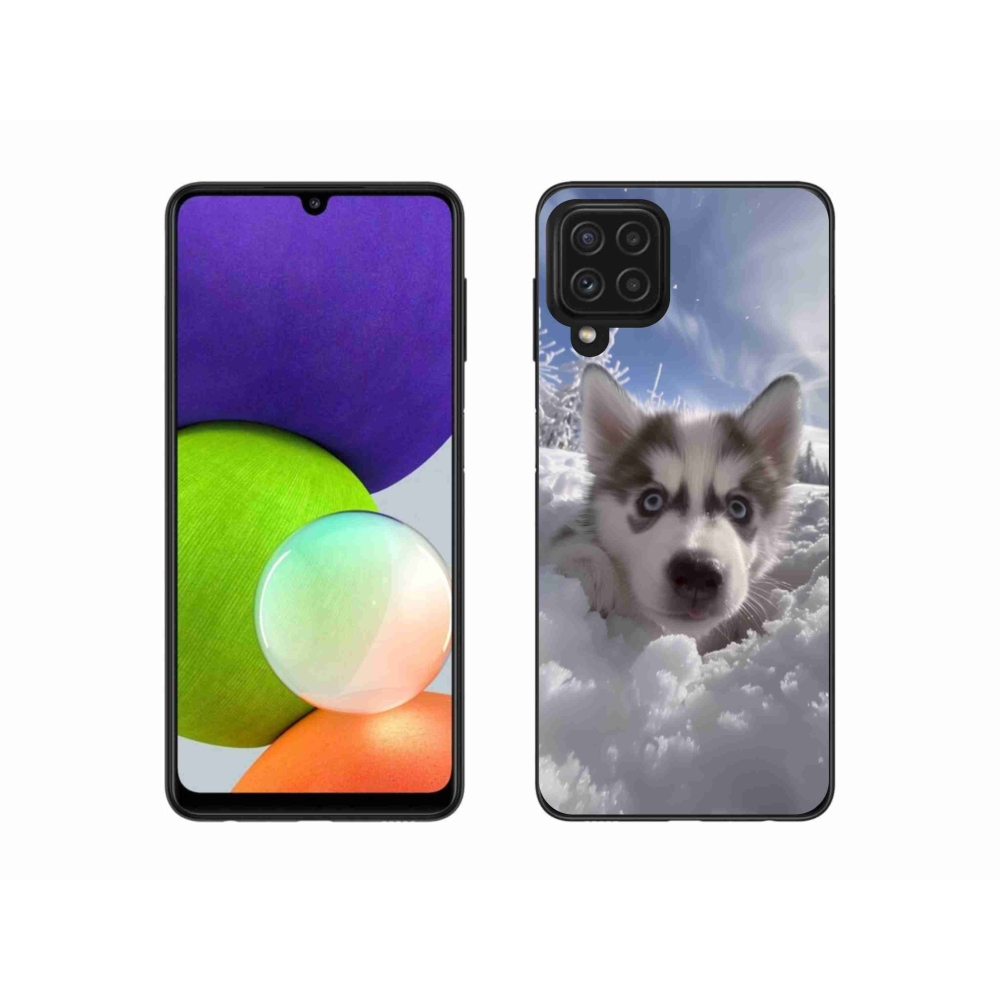 Gélový kryt mmCase na Samsung Galaxy A22 4G - husky v snehu