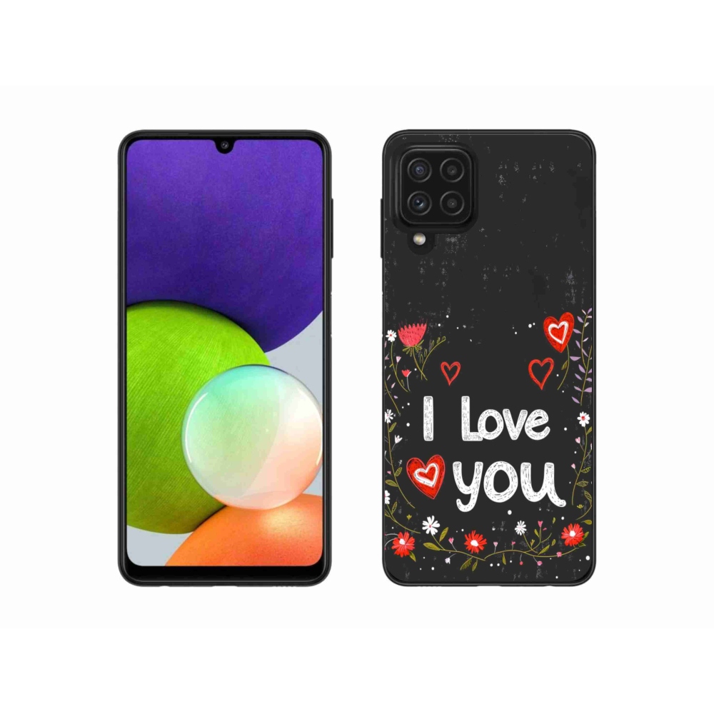 Gélový kryt mmCase na Samsung Galaxy A22 4G - I love you čierne pozadie