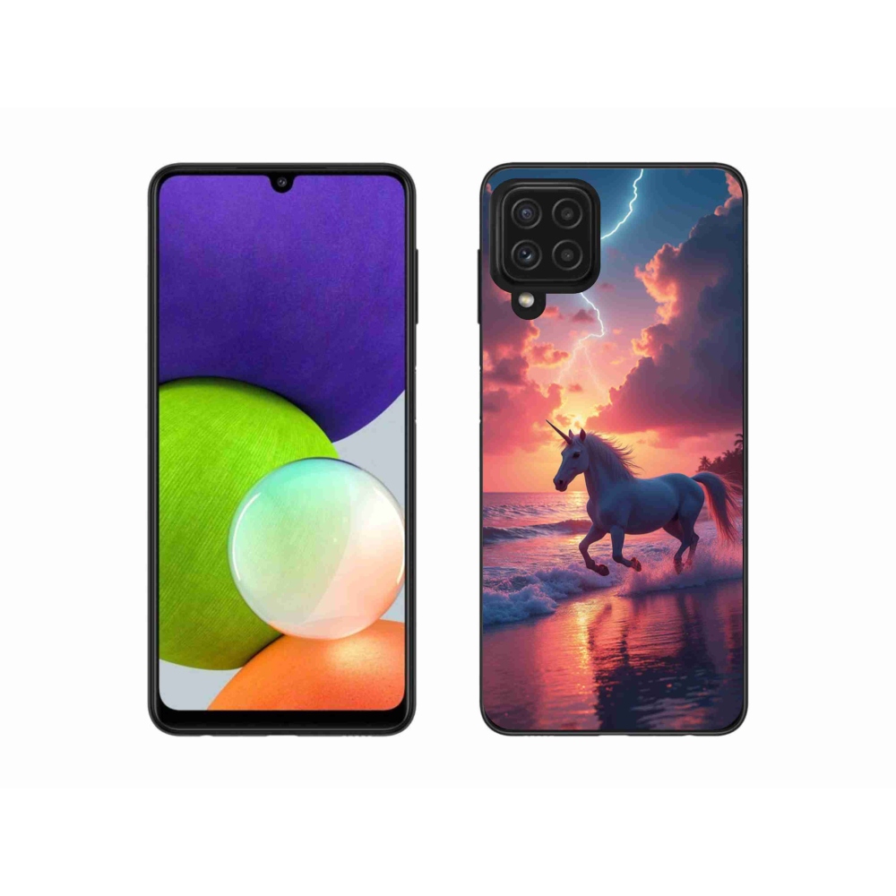 Gélový kryt mmCase na Samsung Galaxy A22 4G - jednorožec na pláži