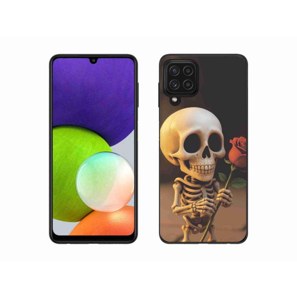 Gélový kryt mmCase na Samsung Galaxy A22 4G - kostlivec s ružou