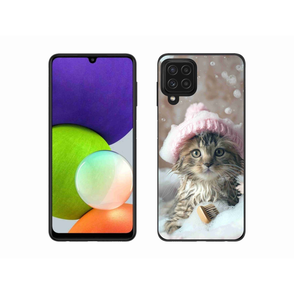 Gélový kryt mmCase na Samsung Galaxy A22 4G - mačiatko a kúpeľ