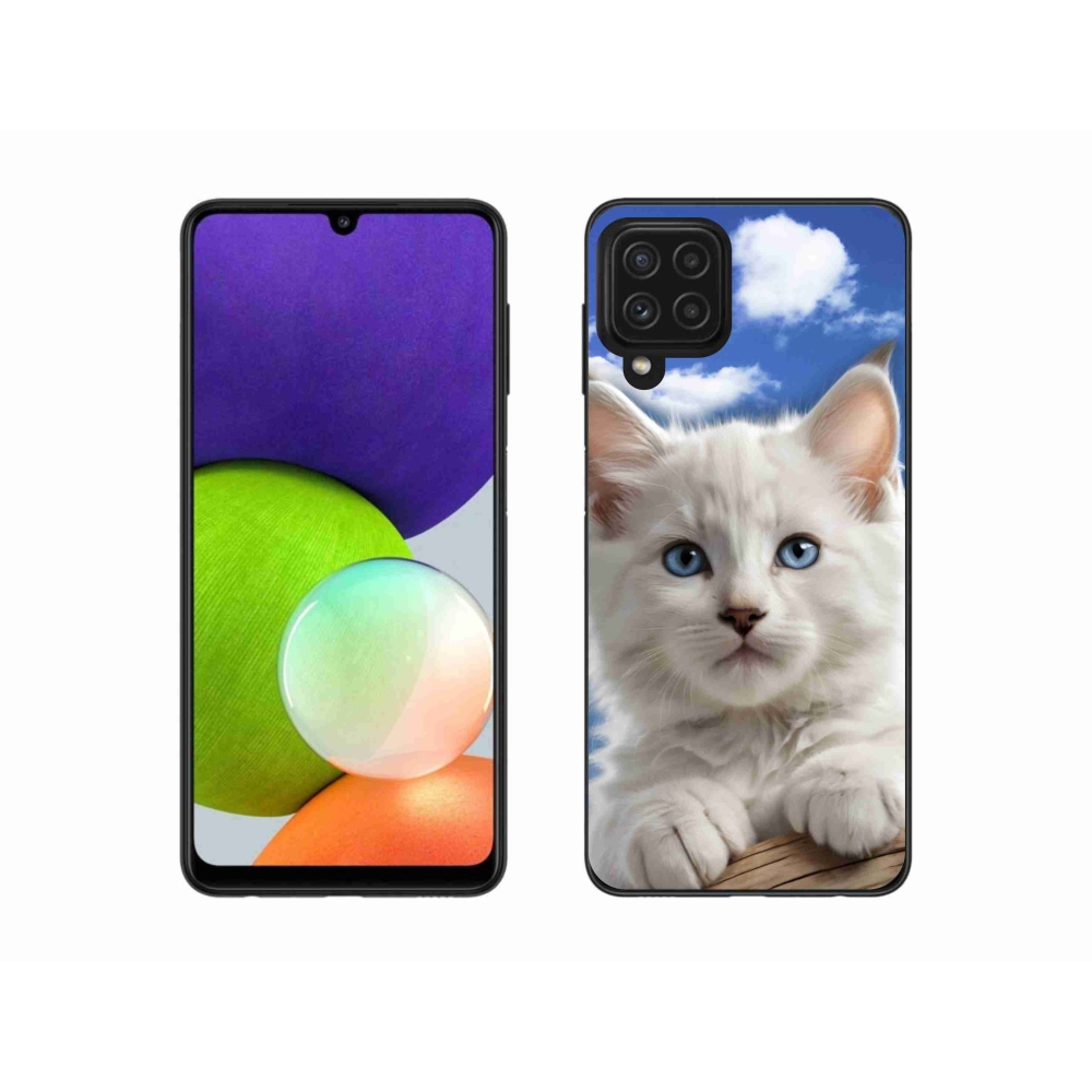 Gélový kryt mmCase na Samsung Galaxy A22 4G - mačiatko a oblaky