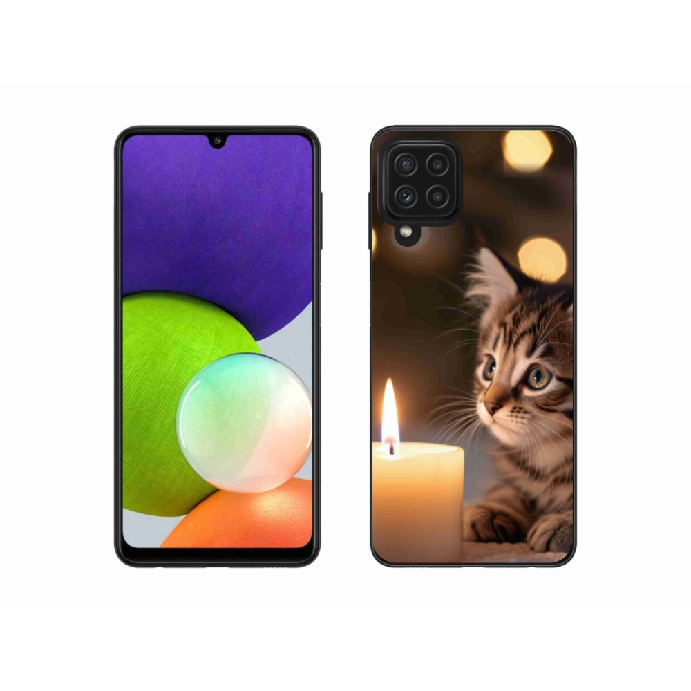 Gélový kryt mmCase na Samsung Galaxy A22 4G - mačiatko a sviečka