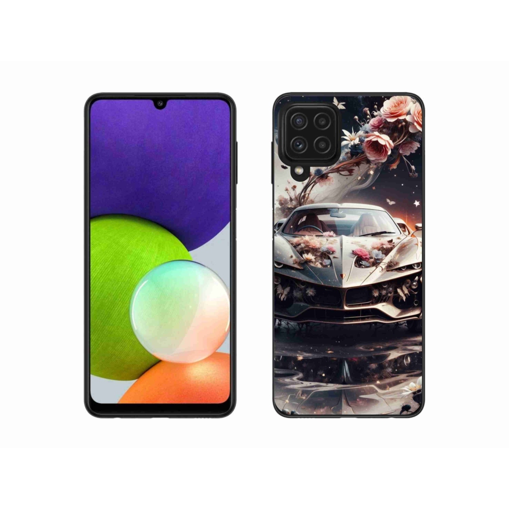 Gélový kryt mmCase na Samsung Galaxy A22 4G - kvetinový športový automobil
