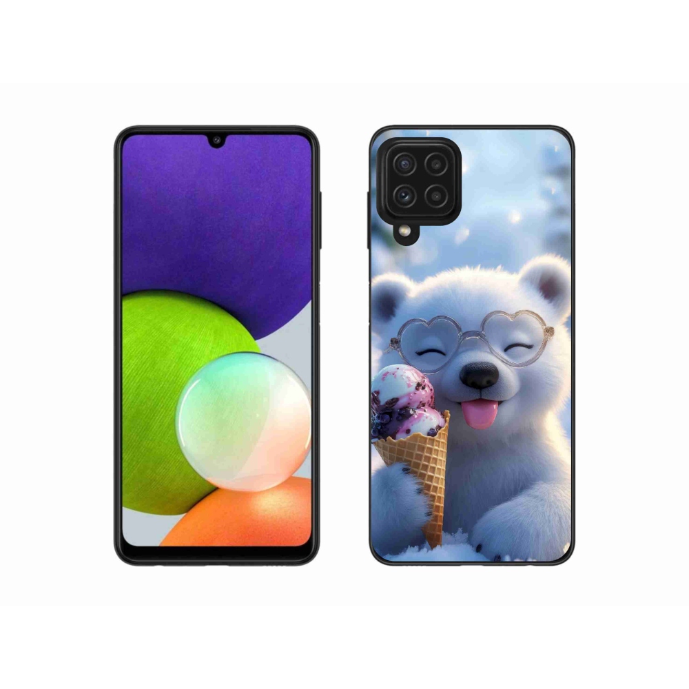 Gélový kryt mmCase na Samsung Galaxy A22 4G - medvedík so zmrzlinou