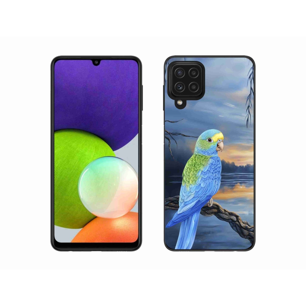 Gélový kryt mmCase na Samsung Galaxy A22 4G - modrý papagáj