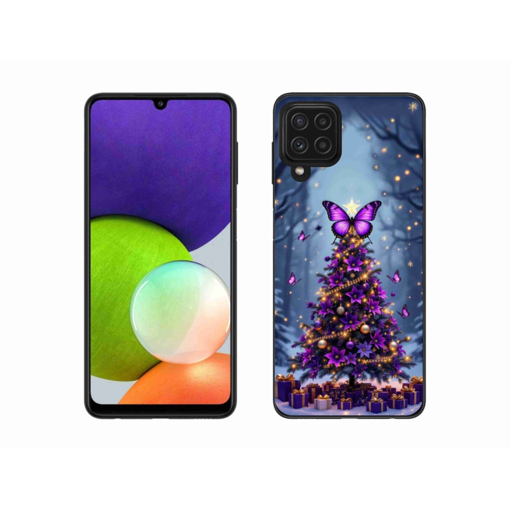 Gélový kryt mmCase na Samsung Galaxy A22 4G - motýlí vianočný stromček