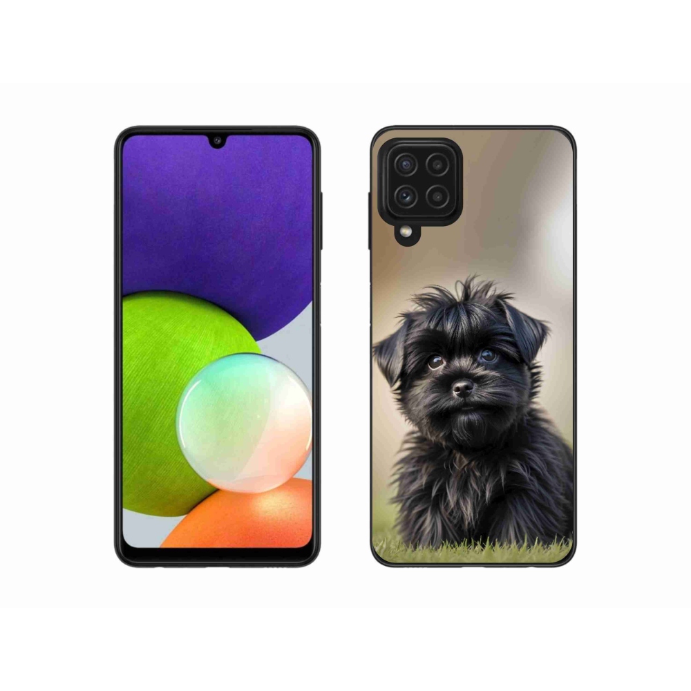 Gélový kryt mmCase na Samsung Galaxy A22 4G - roztomilý čierny psík