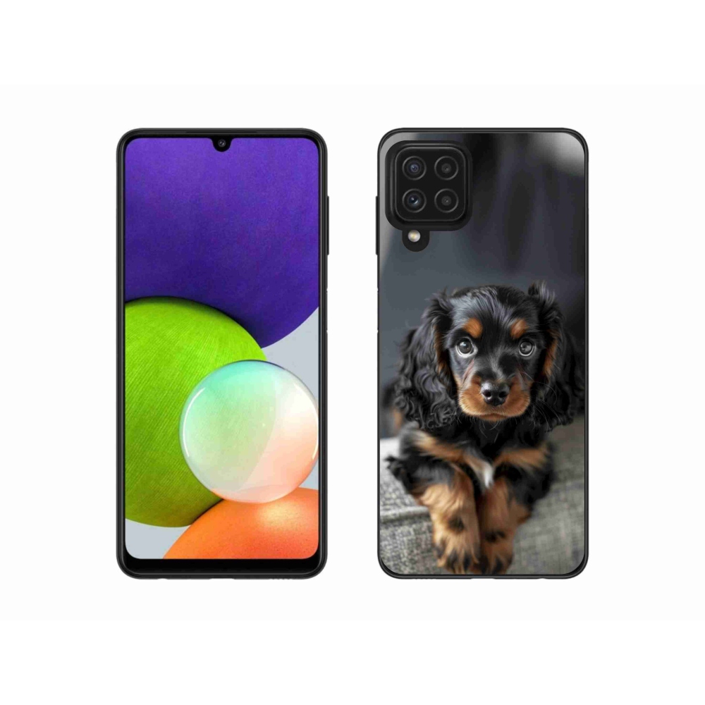 Gélový kryt mmCase na Samsung Galaxy A22 4G - roztomilý dlhosrstý jazvečík