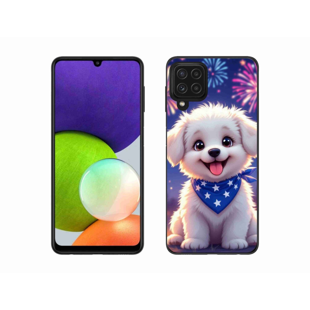 Gélový kryt mmCase na Samsung Galaxy A22 4G - slávnostné šteňa