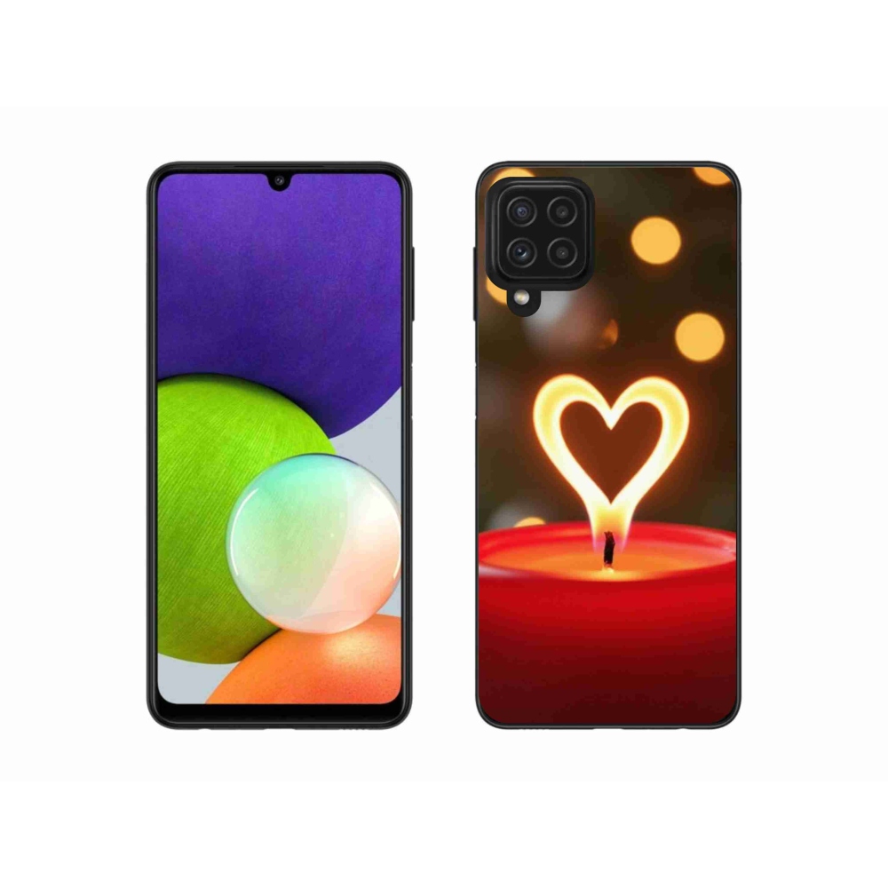 Gélový kryt mmCase na Samsung Galaxy A22 4G - srdce z plameňa