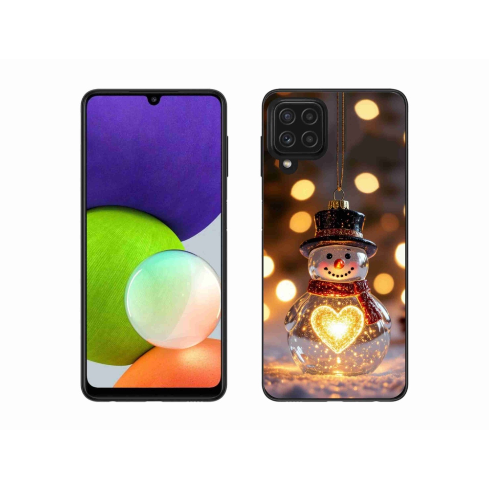 Gélový kryt mmCase na Samsung Galaxy A22 4G - svietiaci vianočný snehuliak