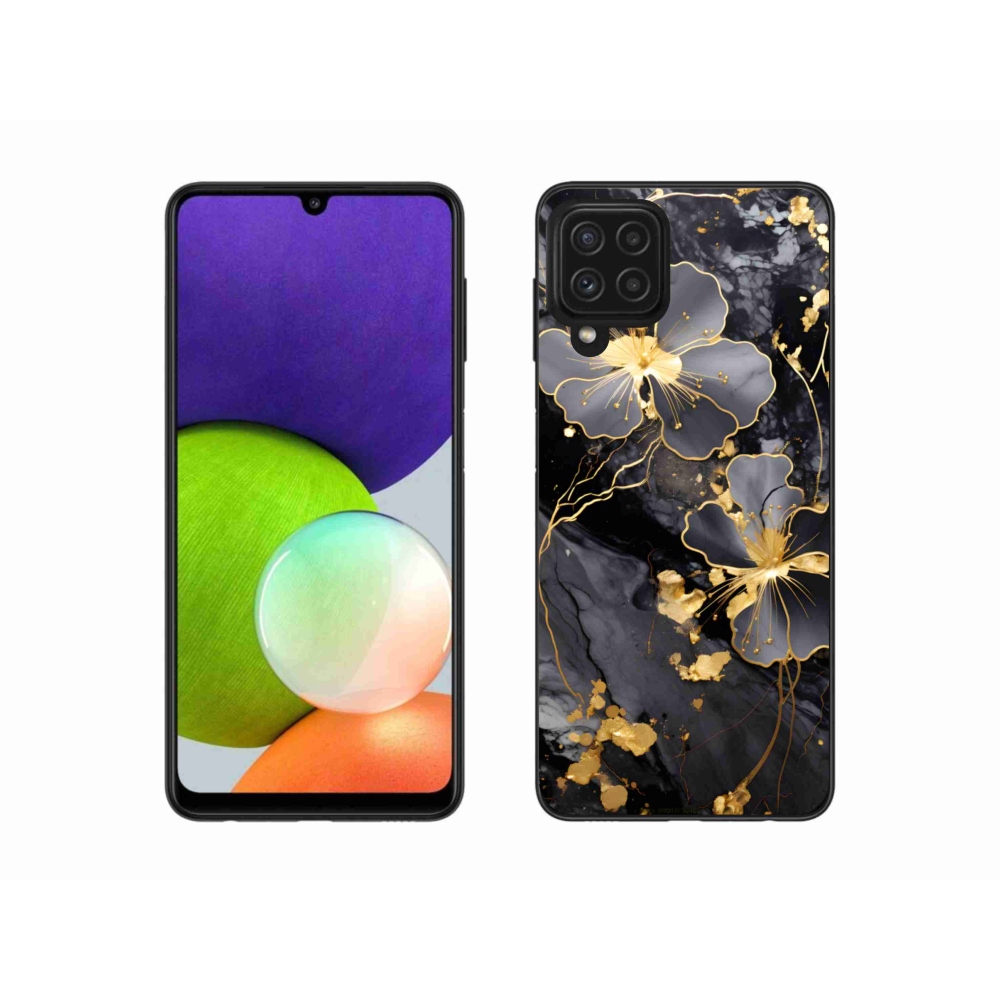 Gélový kryt mmCase na Samsung Galaxy A22 4G - zlaté kvety