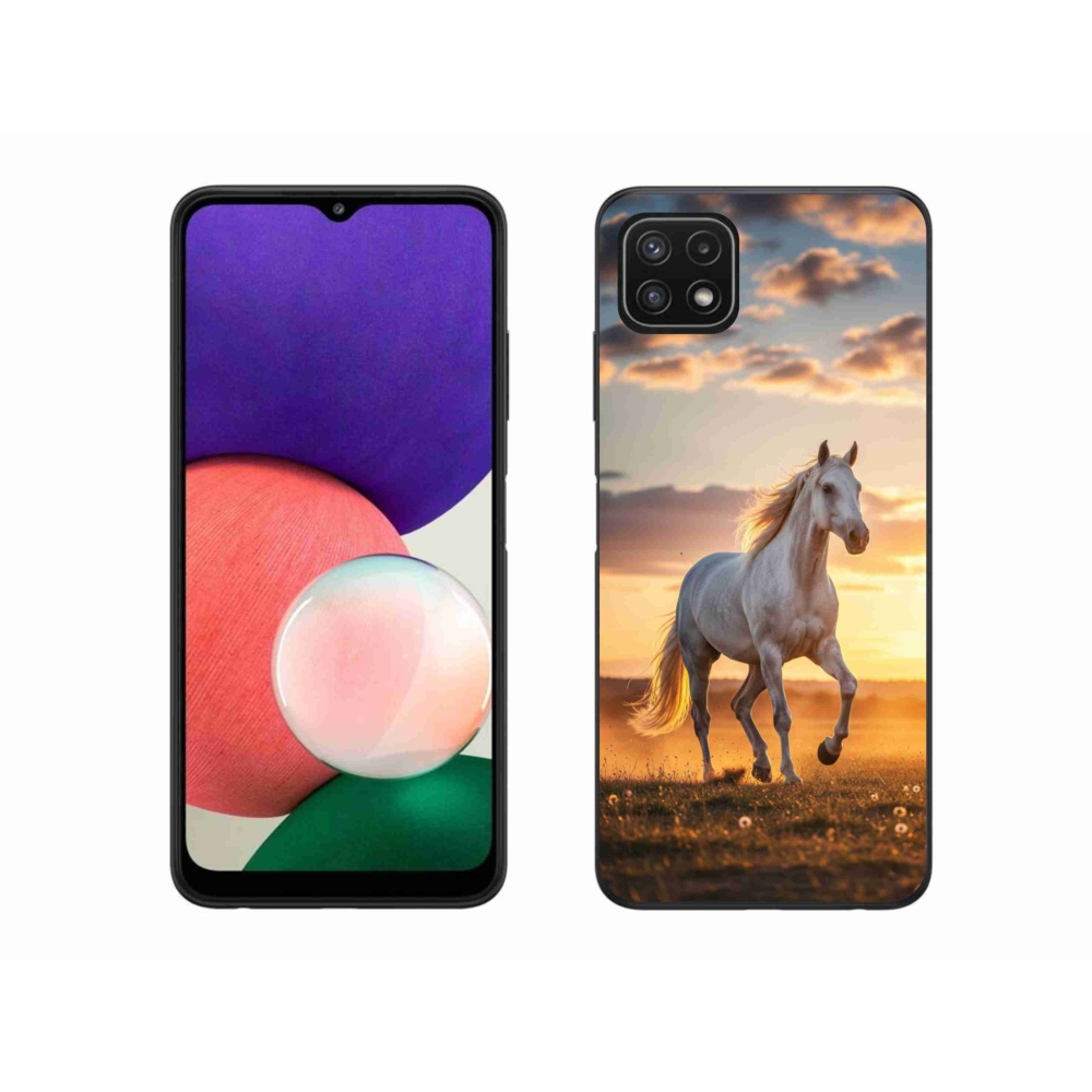 Gélový kryt mmCase na Samsung Galaxy A22 5G - bežiaci biely kôň 2