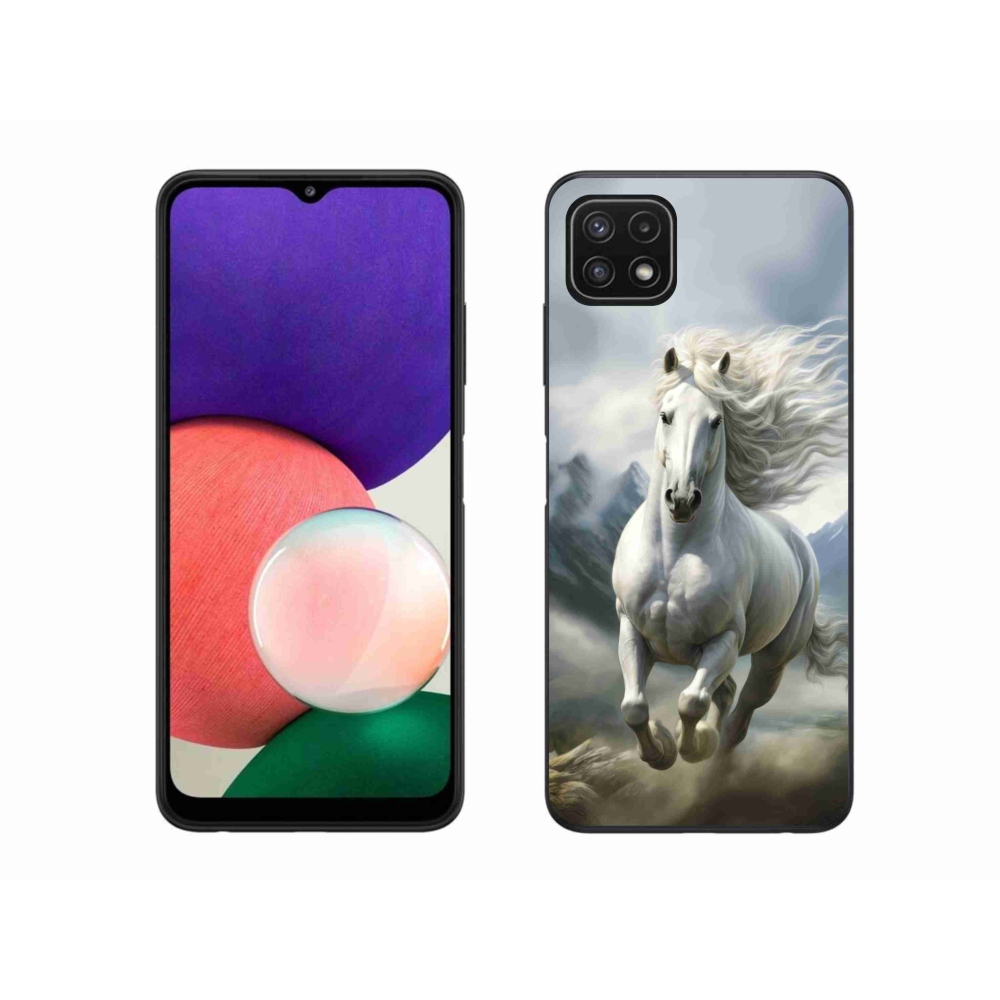 Gélový kryt mmCase na Samsung Galaxy A22 5G - bežiaci biely kôň 3