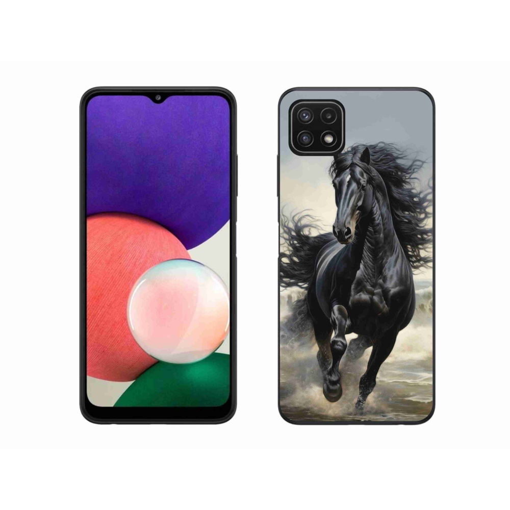 Gélový kryt mmCase na Samsung Galaxy A22 5G - bežiaci čierny kôň