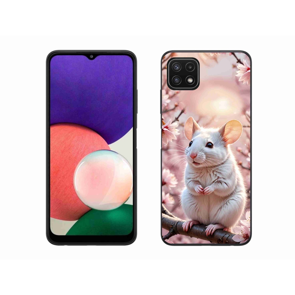 Gélový kryt mmCase na Samsung Galaxy A22 5G - biela myš na vetve